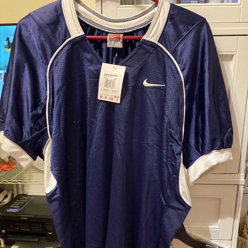Brand new Naik 3X blue and white football jersey blank with tickets